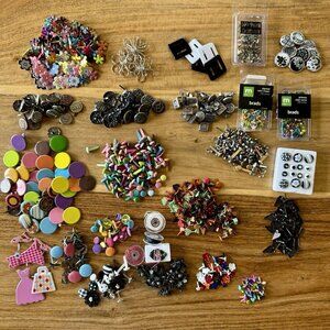 Lot Of 300+ Brads Mixed Colors Brass Card making Scrapbook Tags